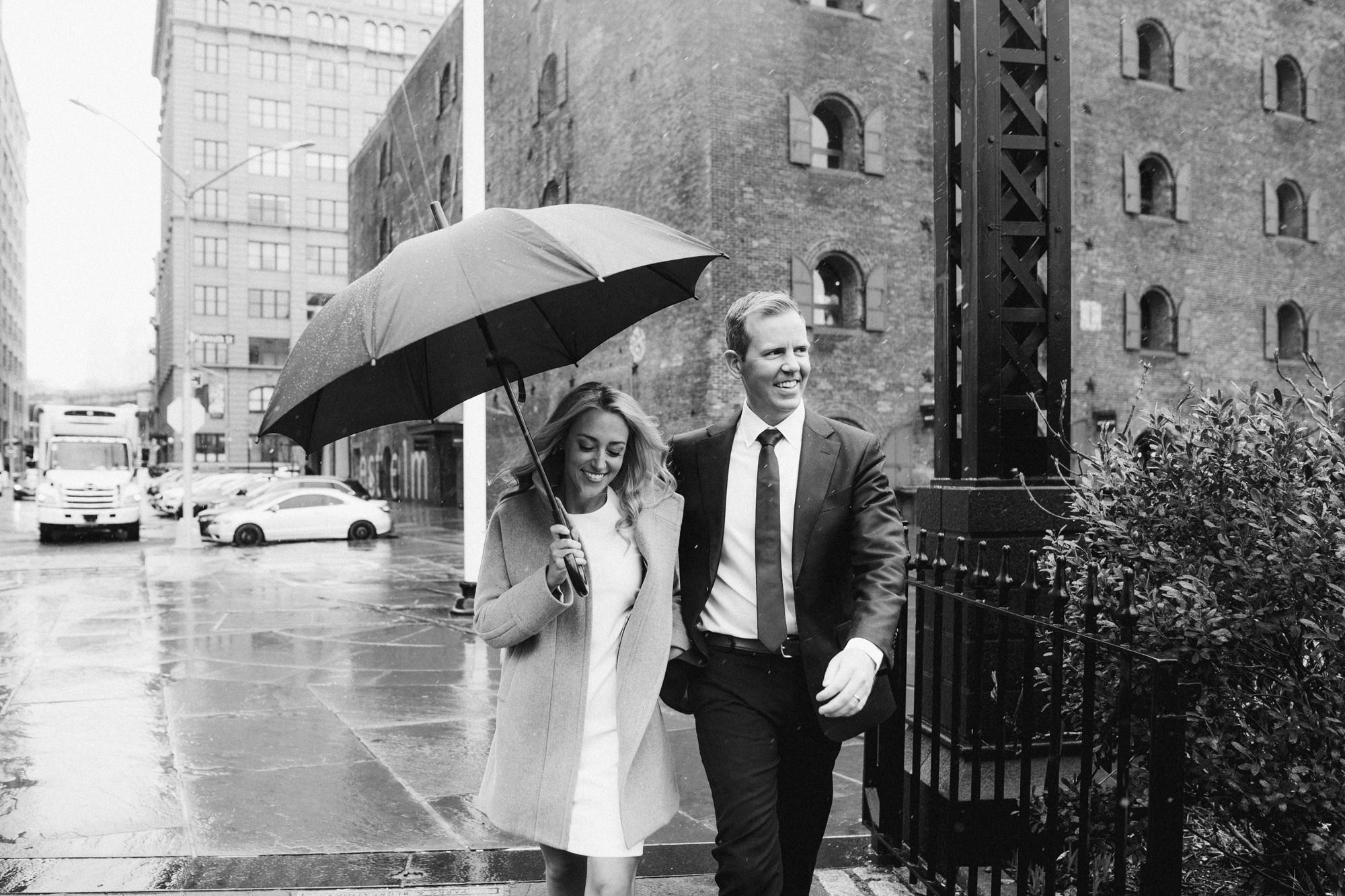 Snowy day wedding portrait