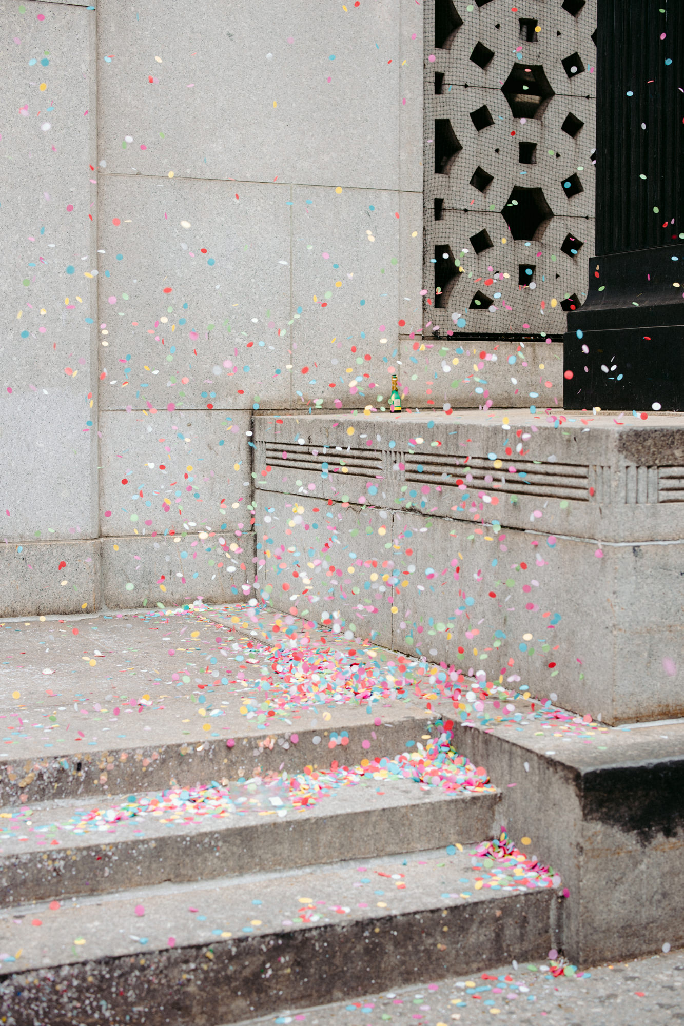 confetti at city hall wedding ceremony