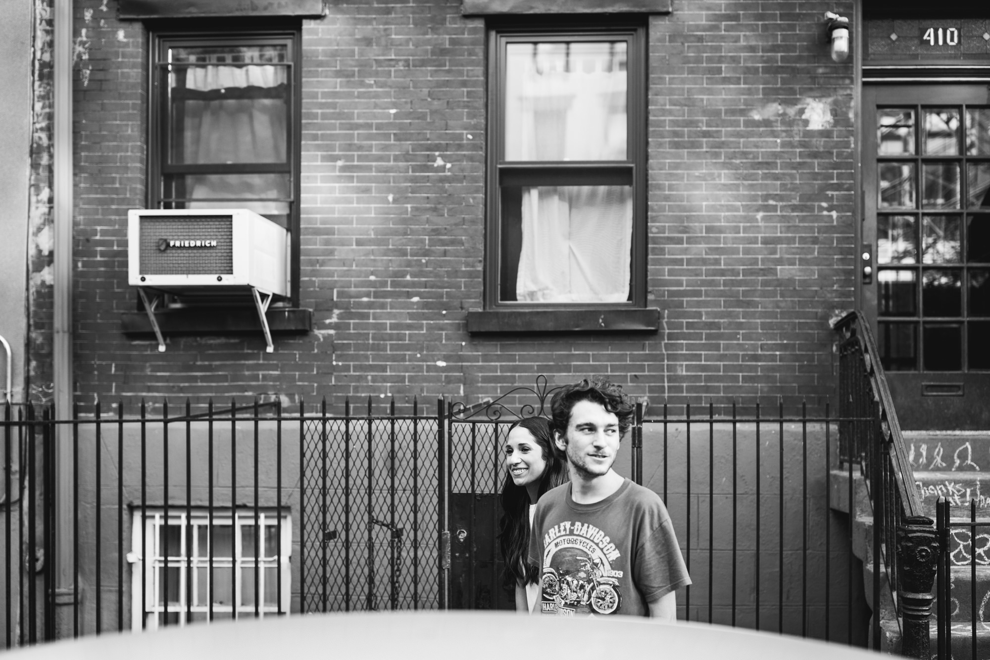 Couple in east village engagement shoot