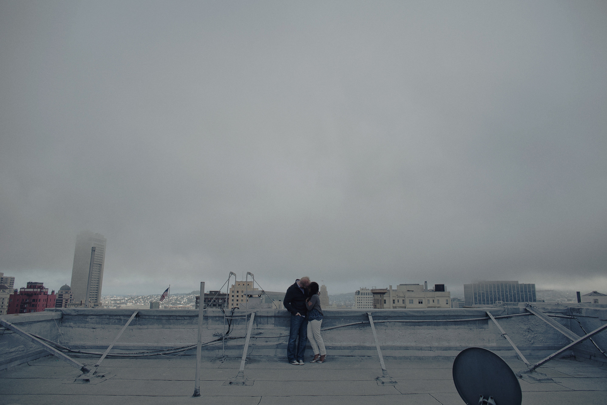Couple on rooftop in San Francisco