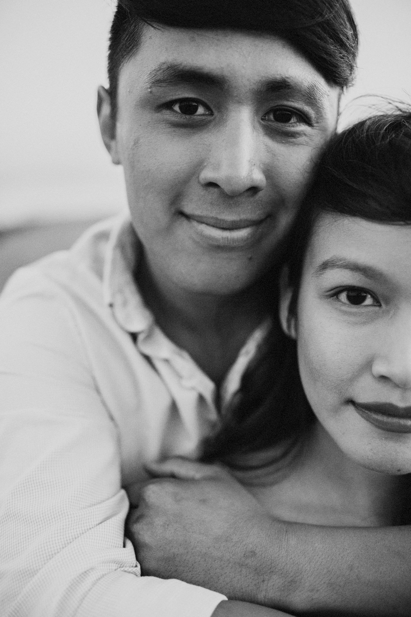 close up of couple looking at camera