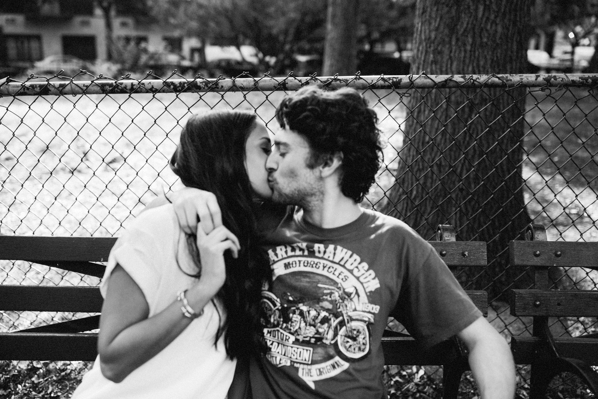 Couple kissing in Thompkins Square Park