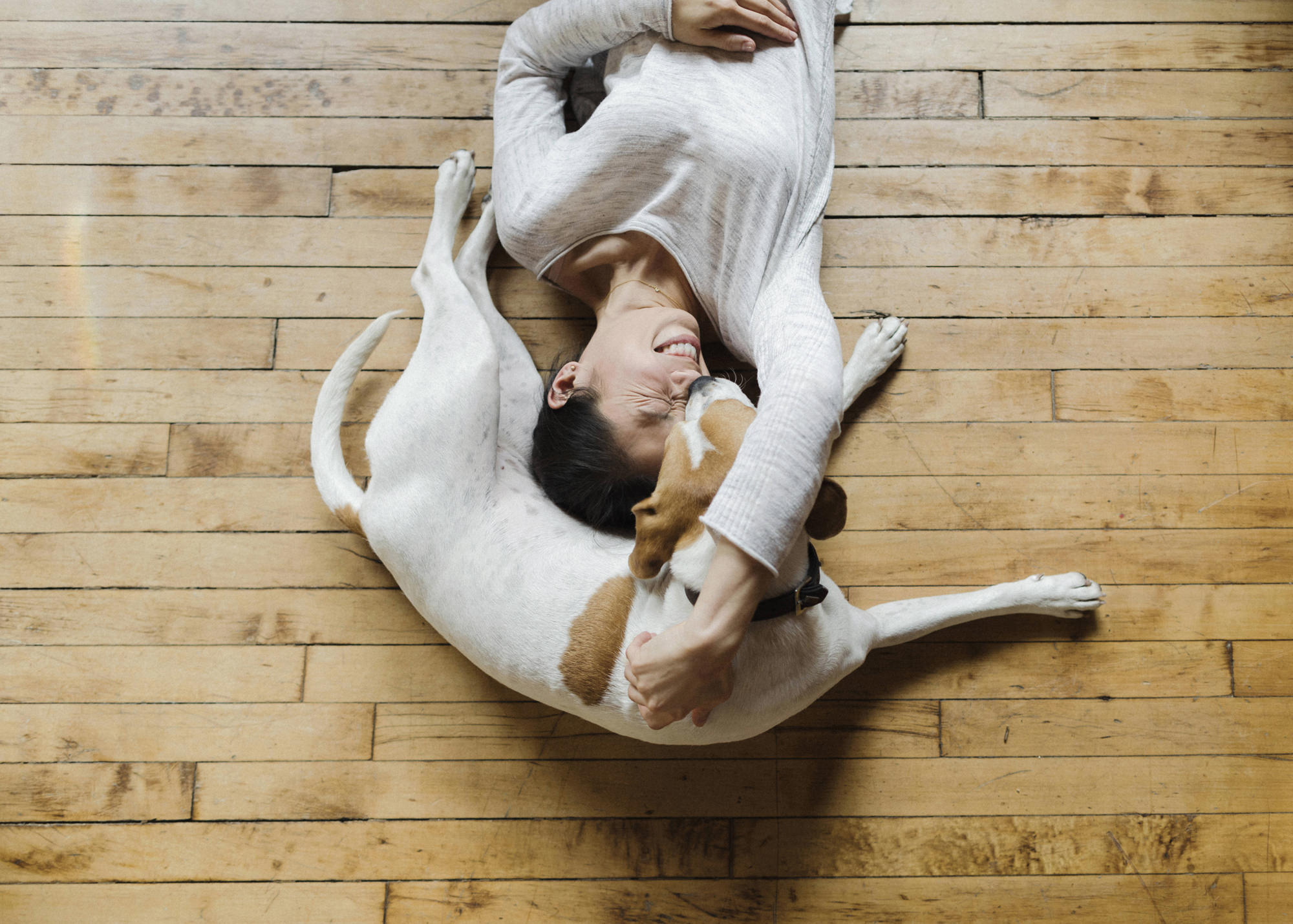 Portrait of woman and her dog