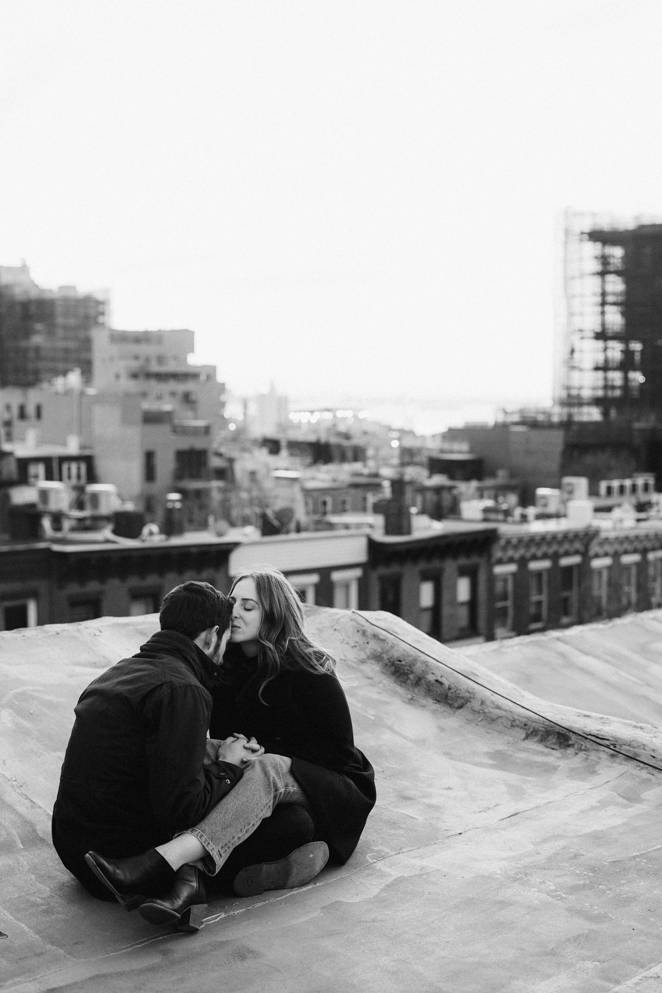 Close up portrait of couple on rooftop