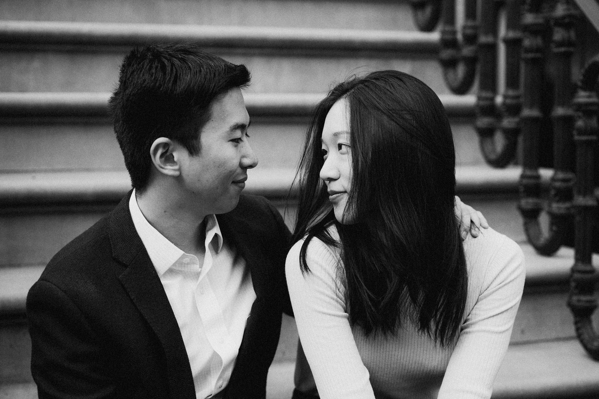 Couple sitting on stairs