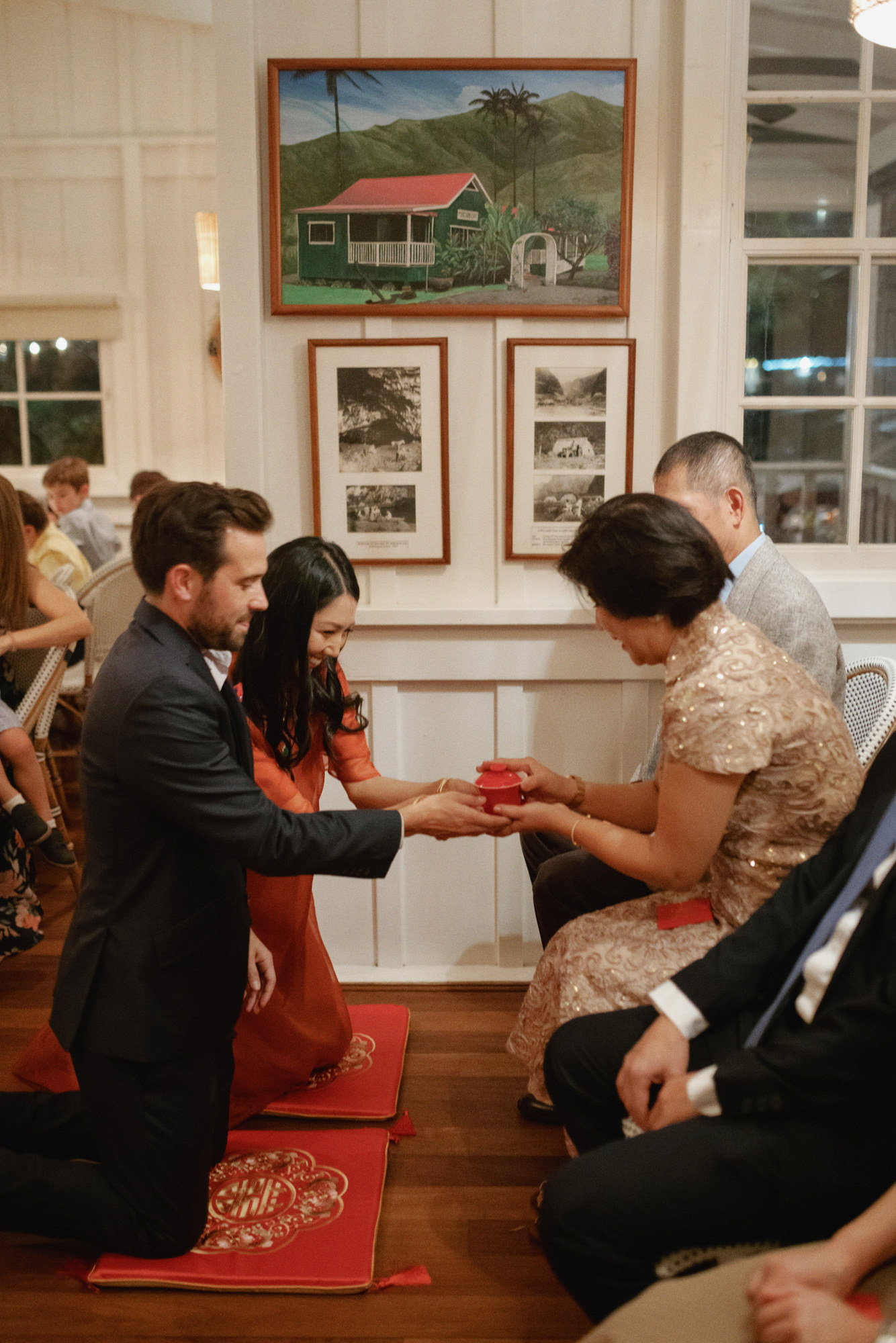 Tea Ceremony at Postcards Restaurant, Rehearsal Dinner in Kauai, Hawaii